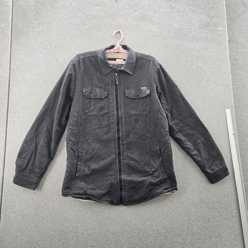 Eddie Bauer Men Jacket TALL LARGE Gray Herringbone Outdoor Gorpcore READ